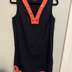 Chic Black and Orange Sleeveless Dress